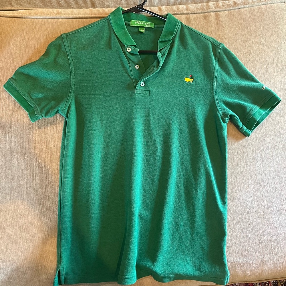 Classic Vintage Masters Collection Kids Polo Golf Shirt Green Embroidered Size L